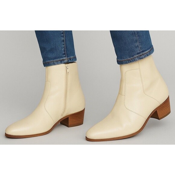 Giorgio Brutini Men’s Ivory Leather Ankle Boots Cuban 2” Heel Side Zip Size 8.5W - Picture 1 of 13